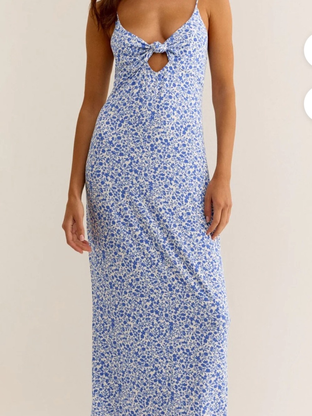 Z Supply Soft Key Hole Blue and White Floral Midi Dress